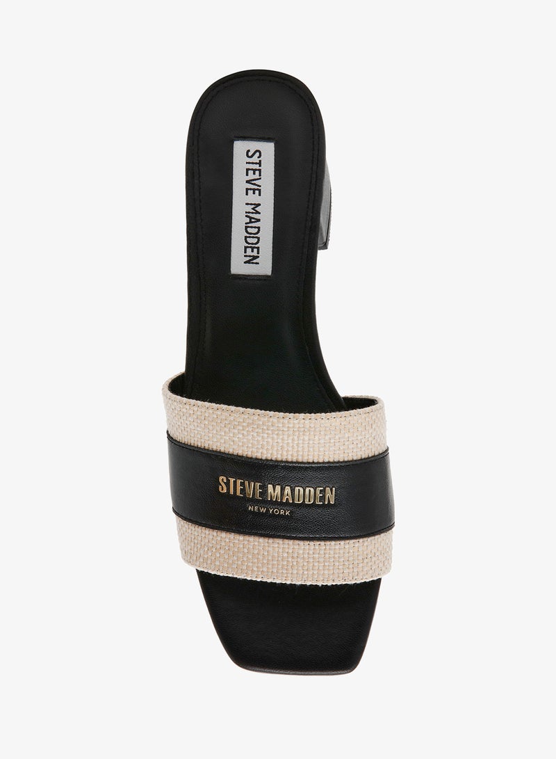 ستيف مادن صنادل جلد النابا بتفاصيل من الرافيا على شكل عظم - Image 4